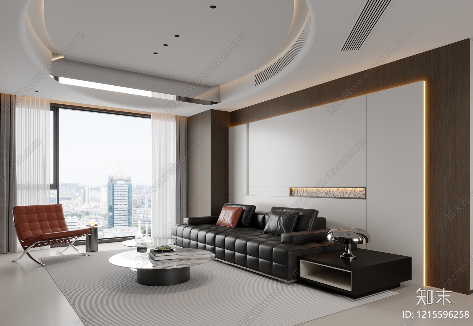 现代极简家居客厅3D模型下载【ID:1215596258】