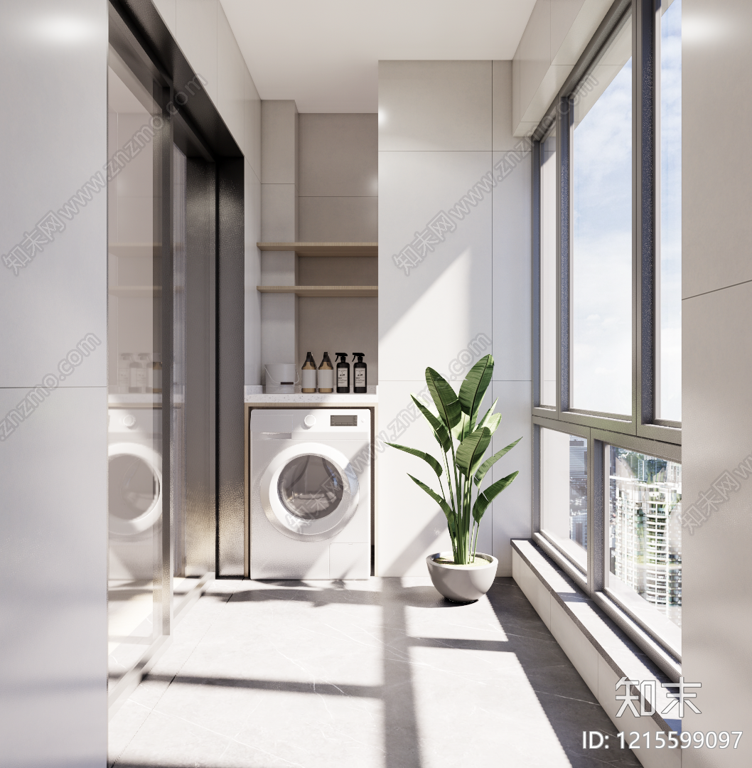 现代简约家居阳台SU模型下载【ID:1215599097】
