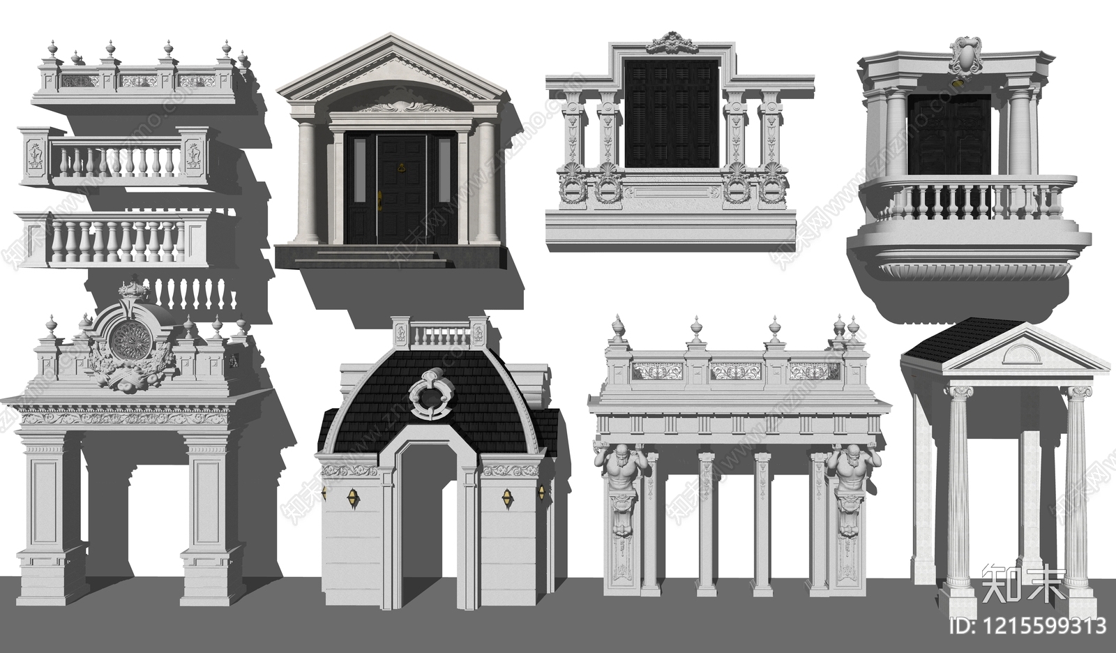 欧式古典建筑屋面SU模型下载【ID:1215599313】