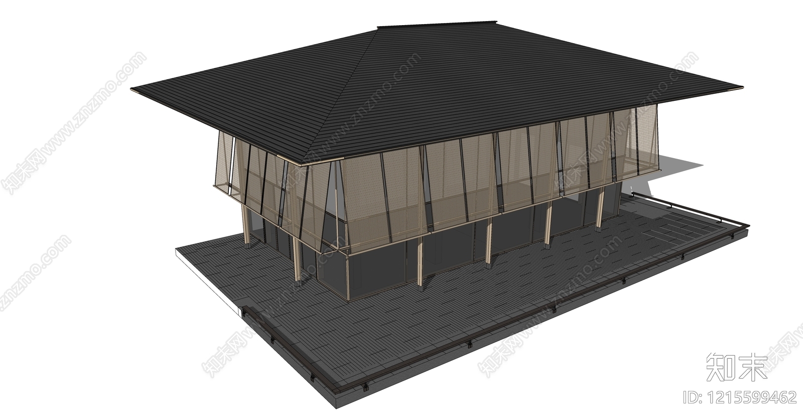 新中式小公建SU模型下载【ID:1215599462】