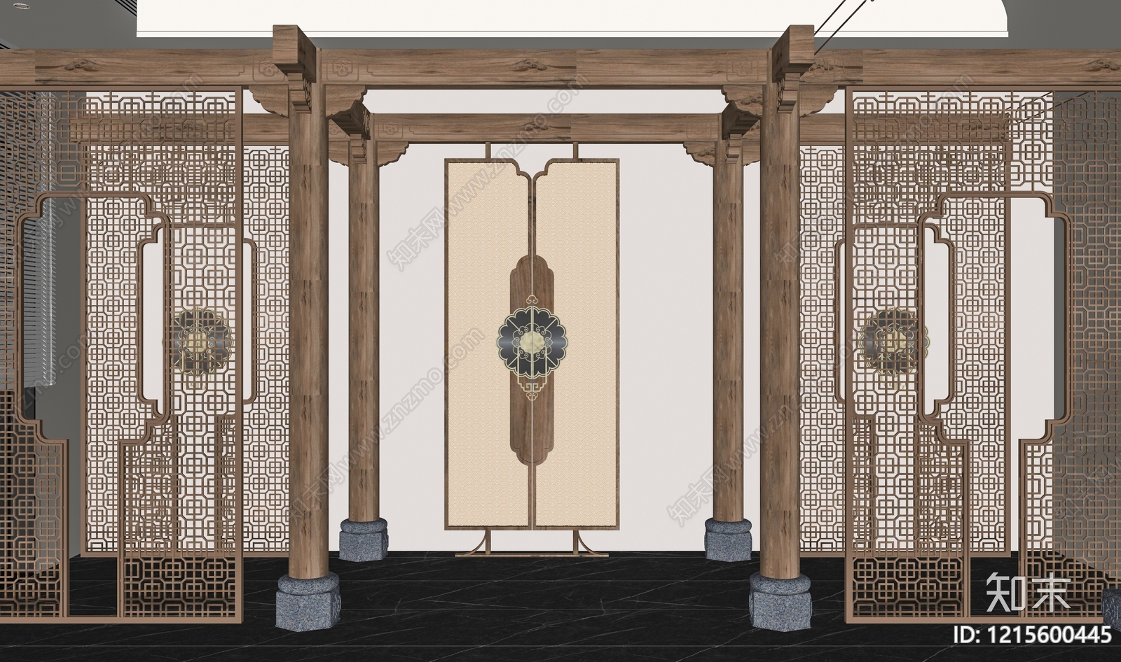 新中式隔断SU模型下载【ID:1215600445】