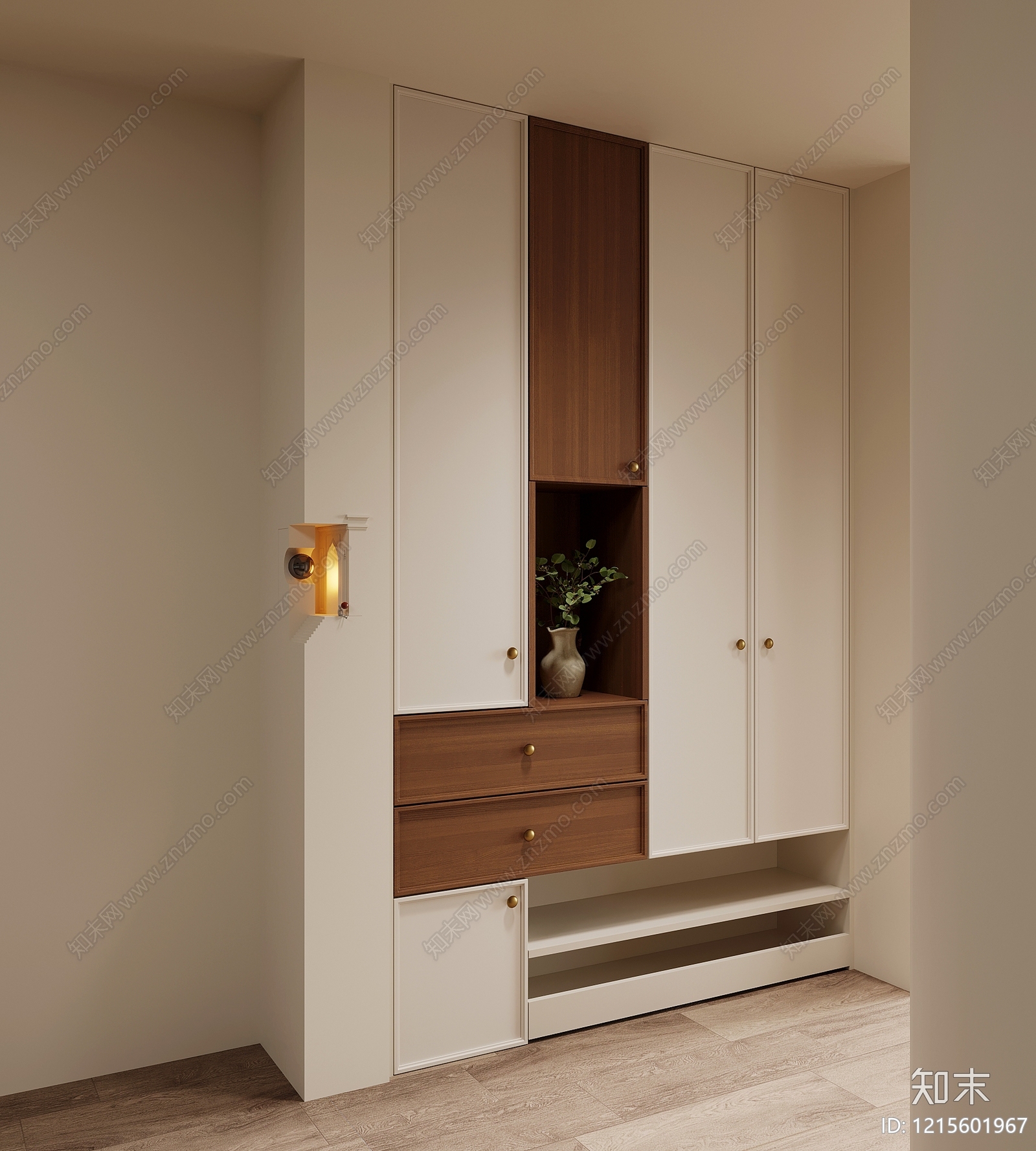 奶油风鞋柜3D模型下载【ID:1215601967】