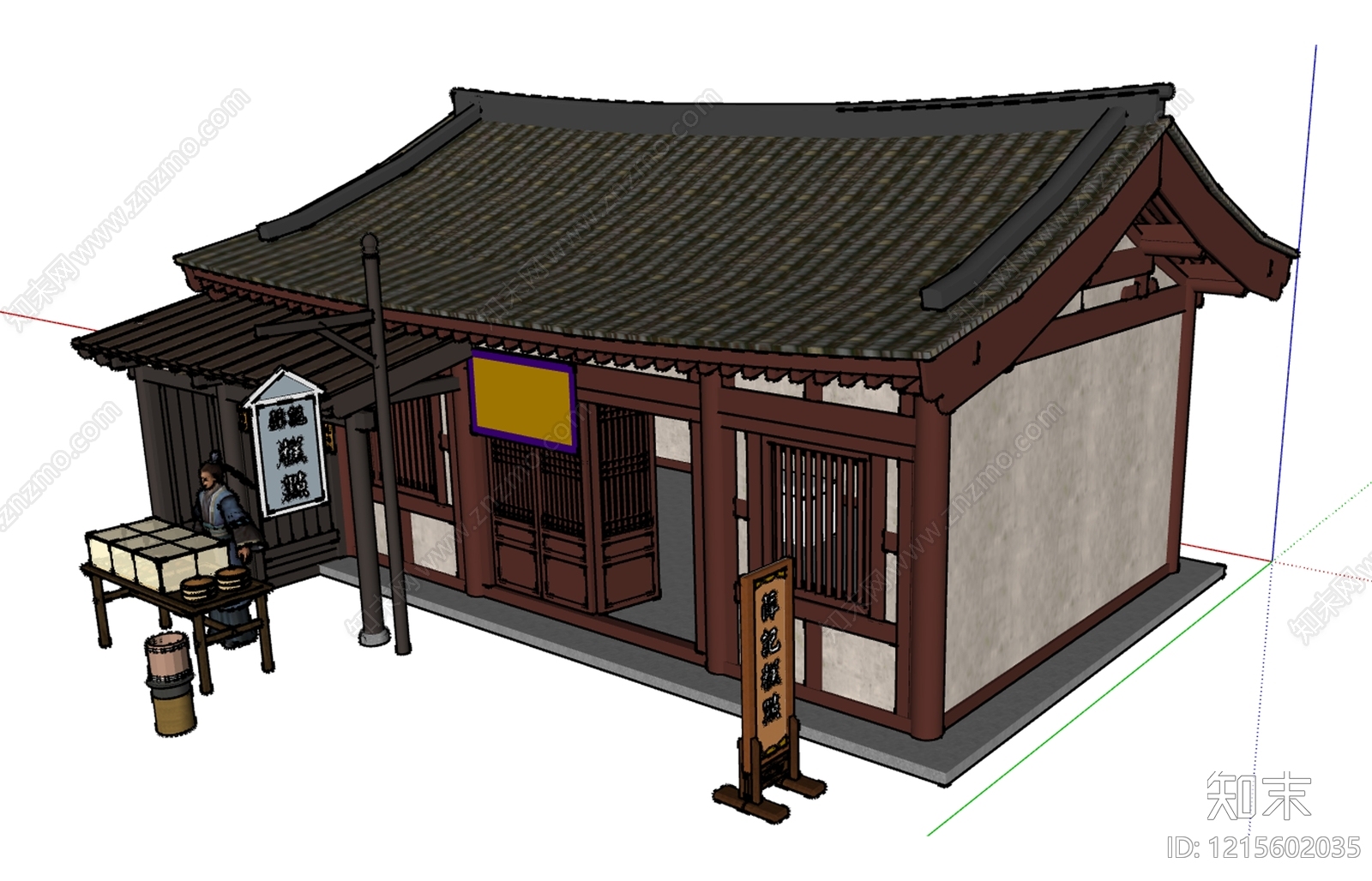 新中式古建筑SU模型下载【ID:1215602035】