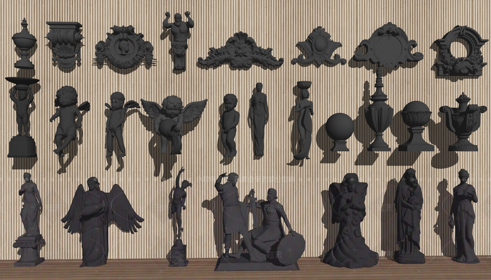 欧式古典雕塑摆件SU模型下载【ID:1215602441】