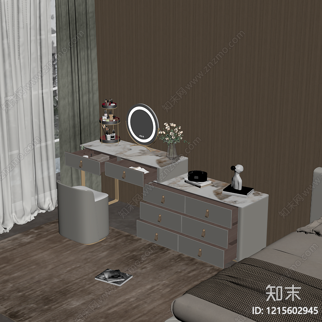 现代简约梳妆台SU模型下载【ID:1215602945】