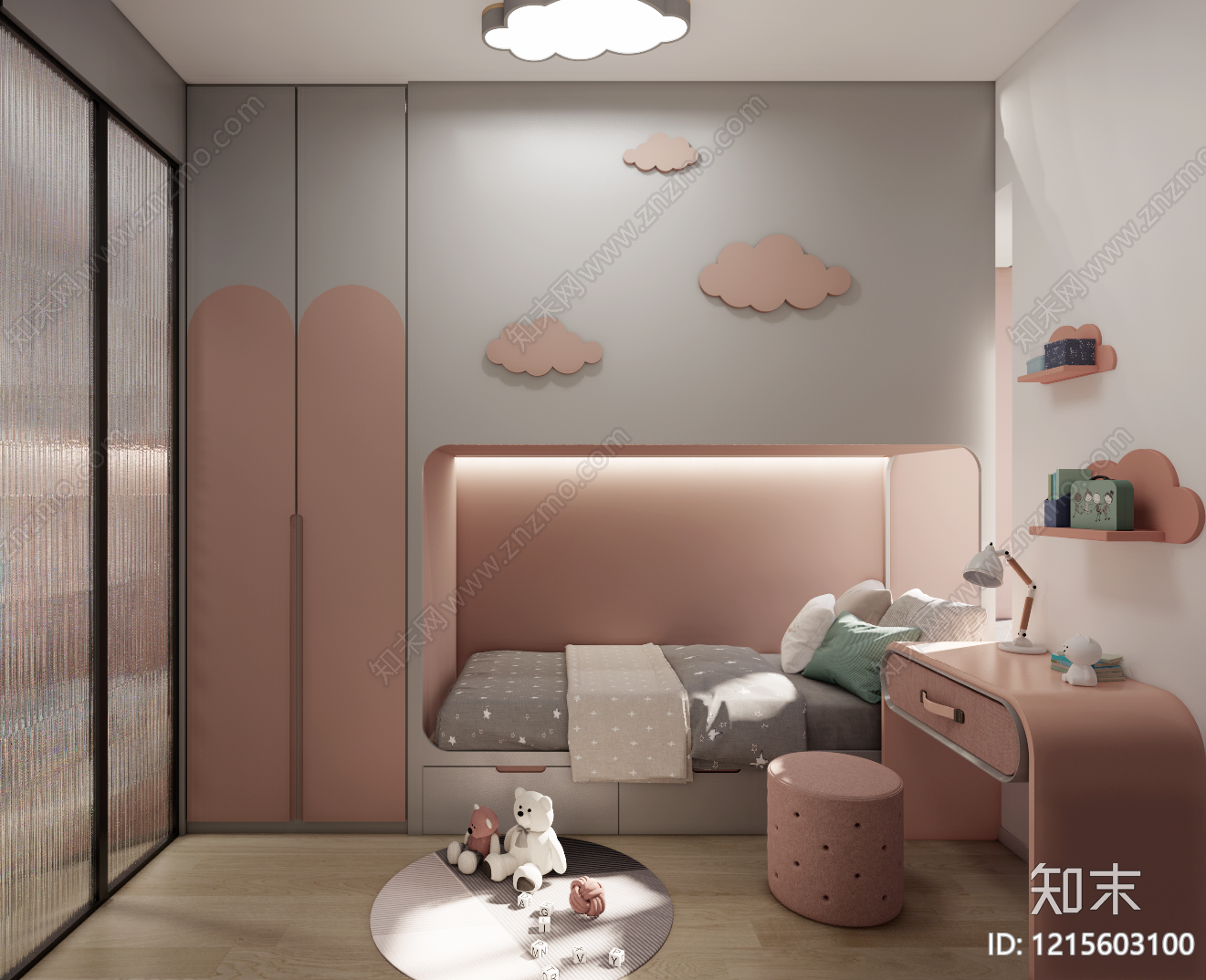现代简约通用儿童房SU模型下载【ID:1215603100】