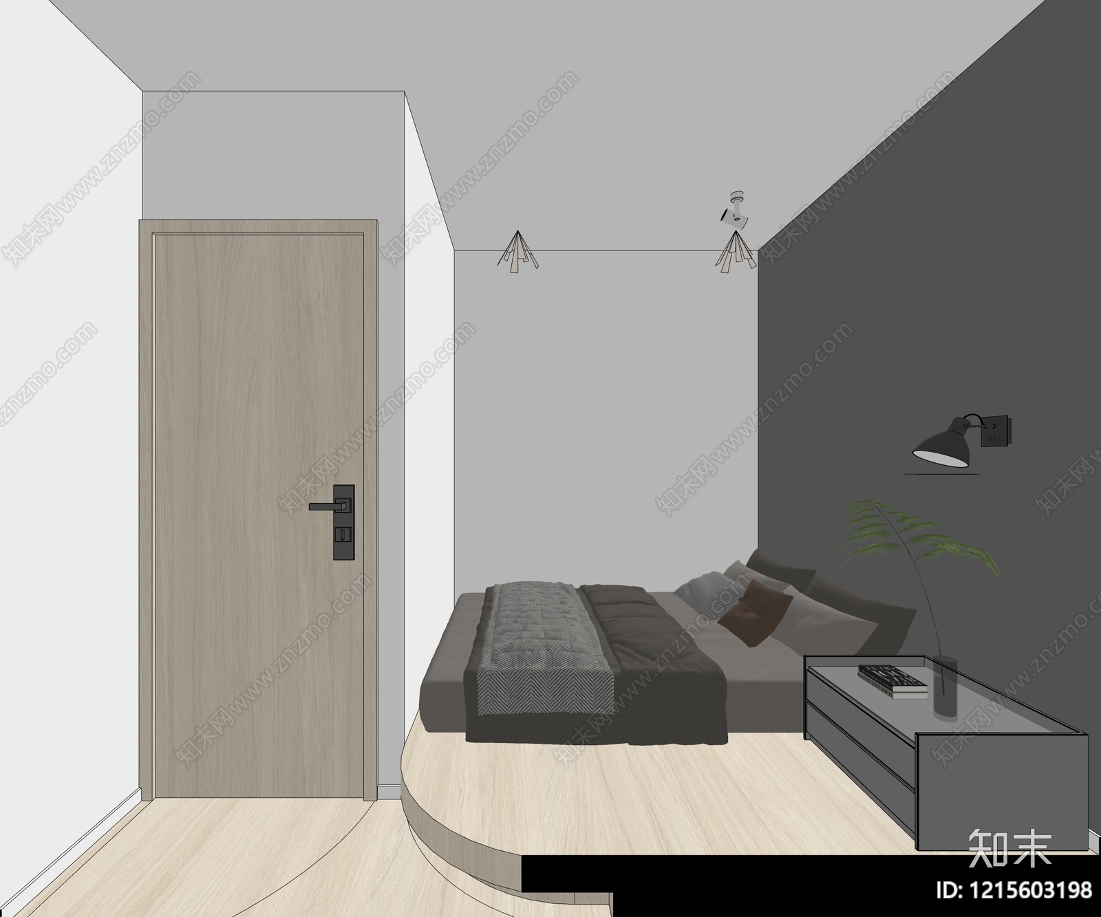 现代简约家居卧室SU模型下载【ID:1215603198】