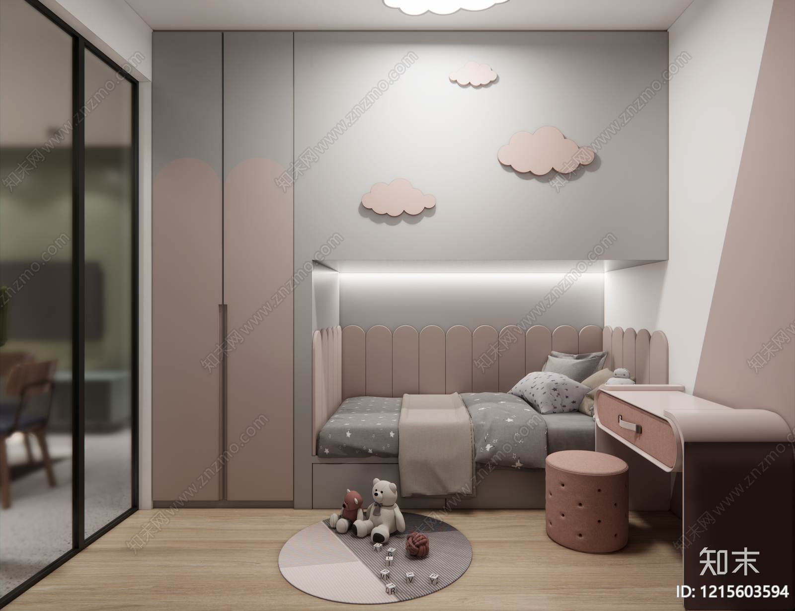 现代简约通用儿童房SU模型下载【ID:1215603594】