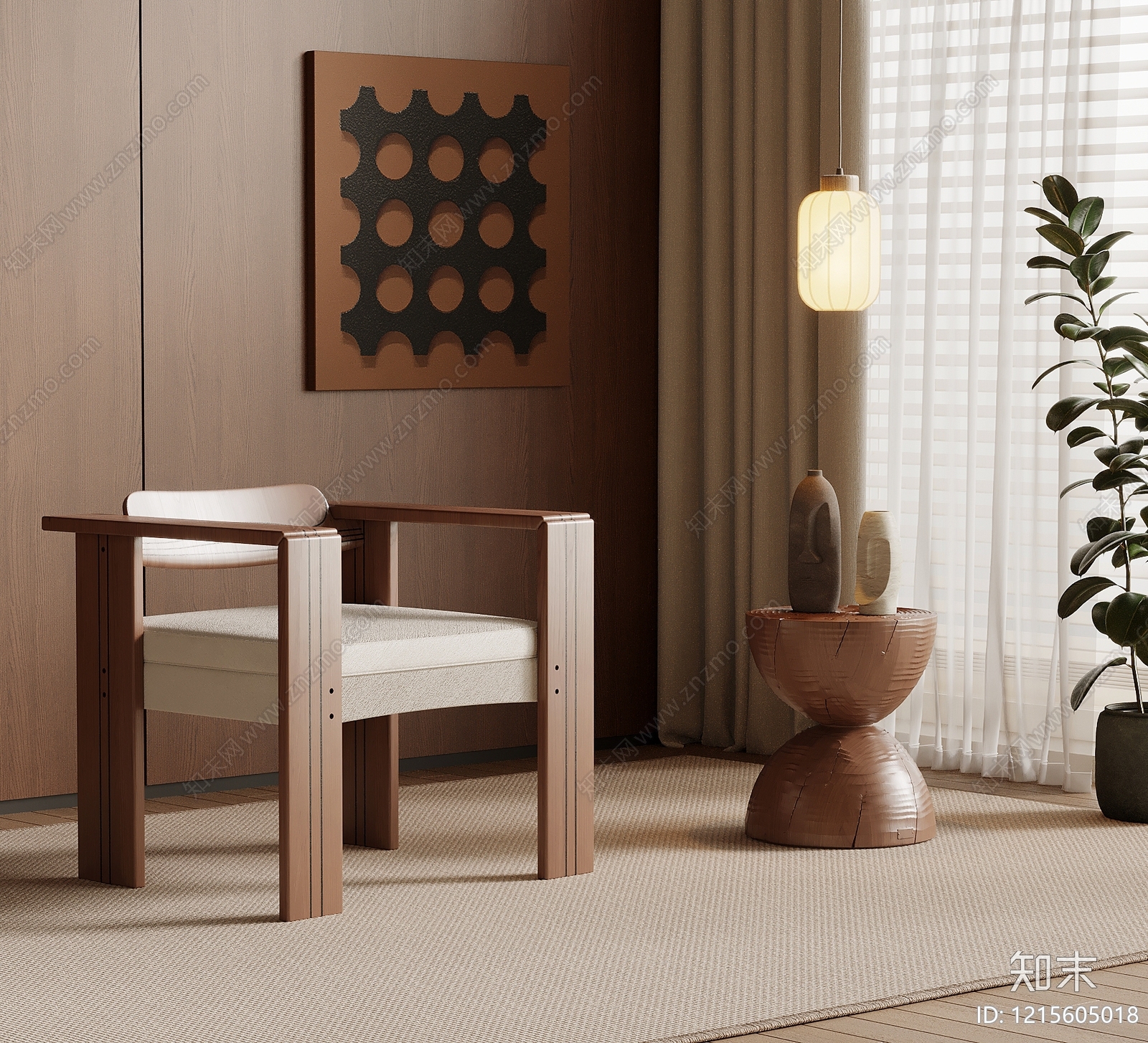 新中式休闲椅3D模型下载【ID:1215605018】