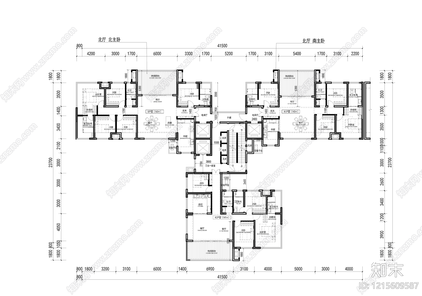 高层住宅cad施工图下载【ID:1215609587】
