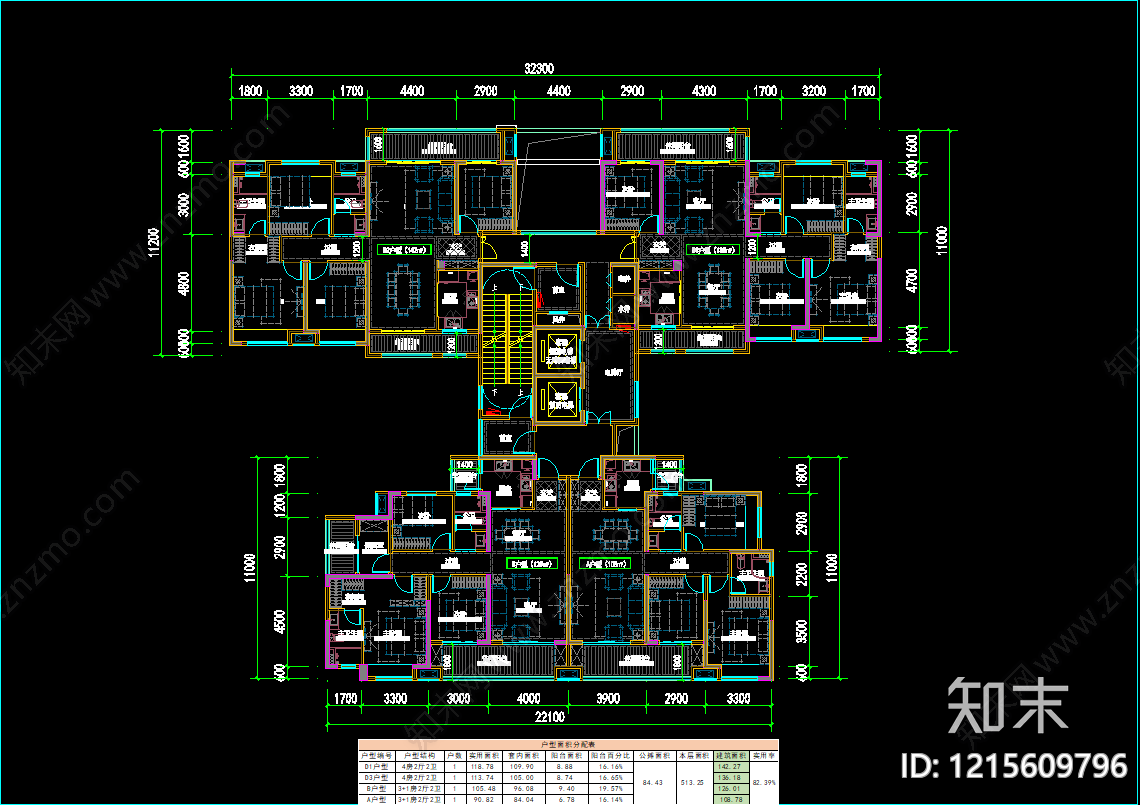 高层住宅cad施工图下载【ID:1215609796】