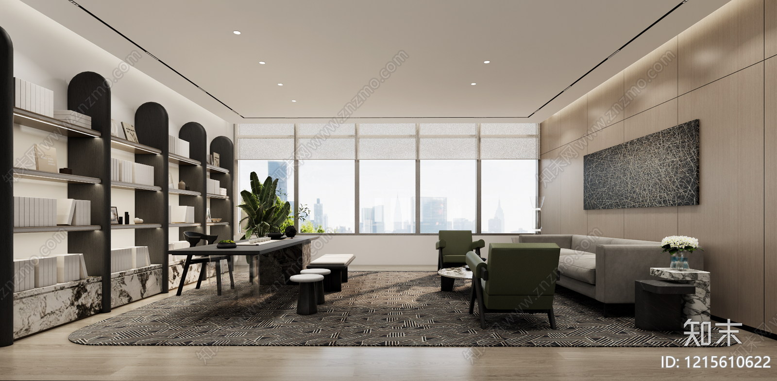 现代简约接待室SU模型下载【ID:1215610622】