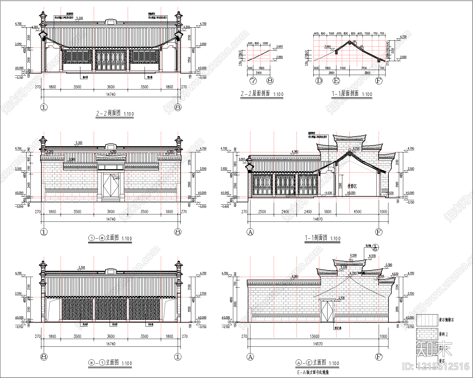 仿古建筑cad施工图下载【ID:1215612516】
