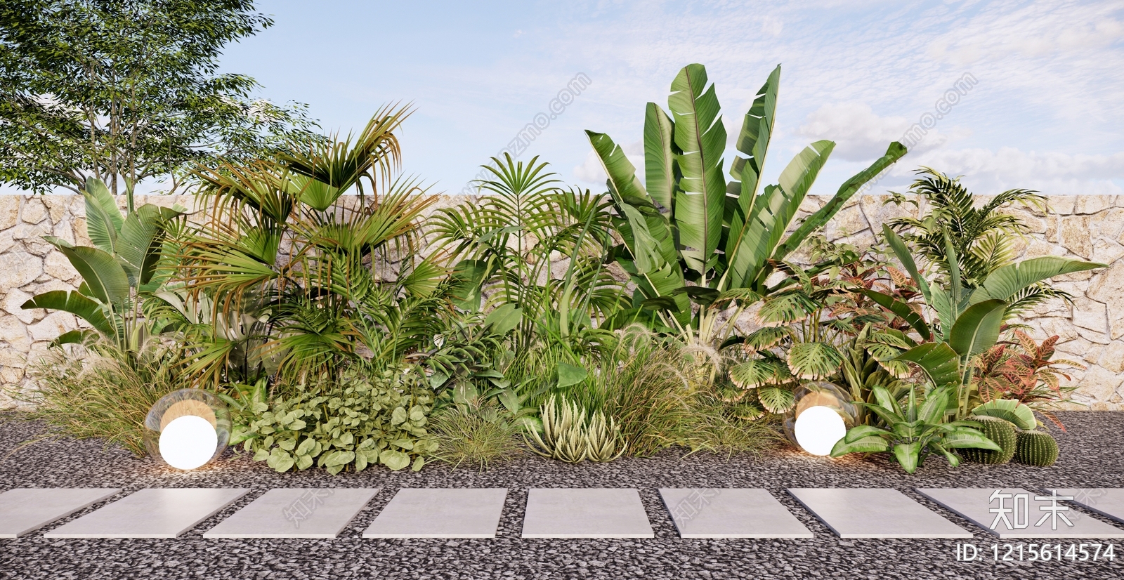 现代热带景观别墅庭院SU模型下载【ID:1215614574】