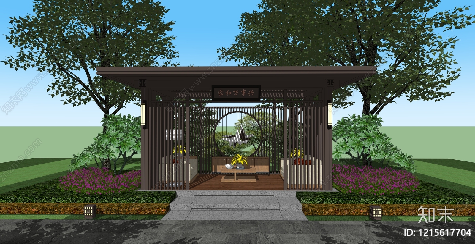 新中式亭子SU模型下载【ID:1215617704】