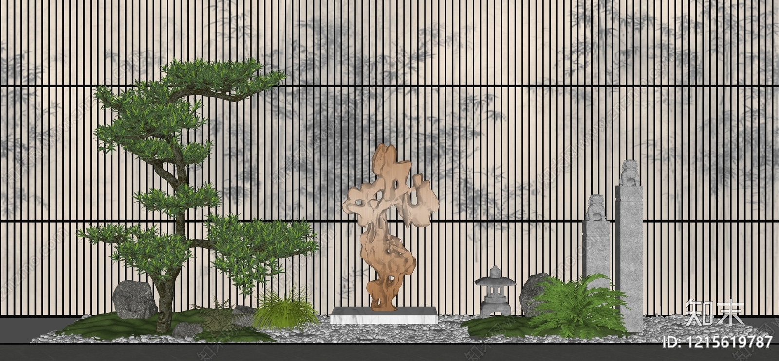 新中式庭院小品SU模型下载【ID:1215619787】