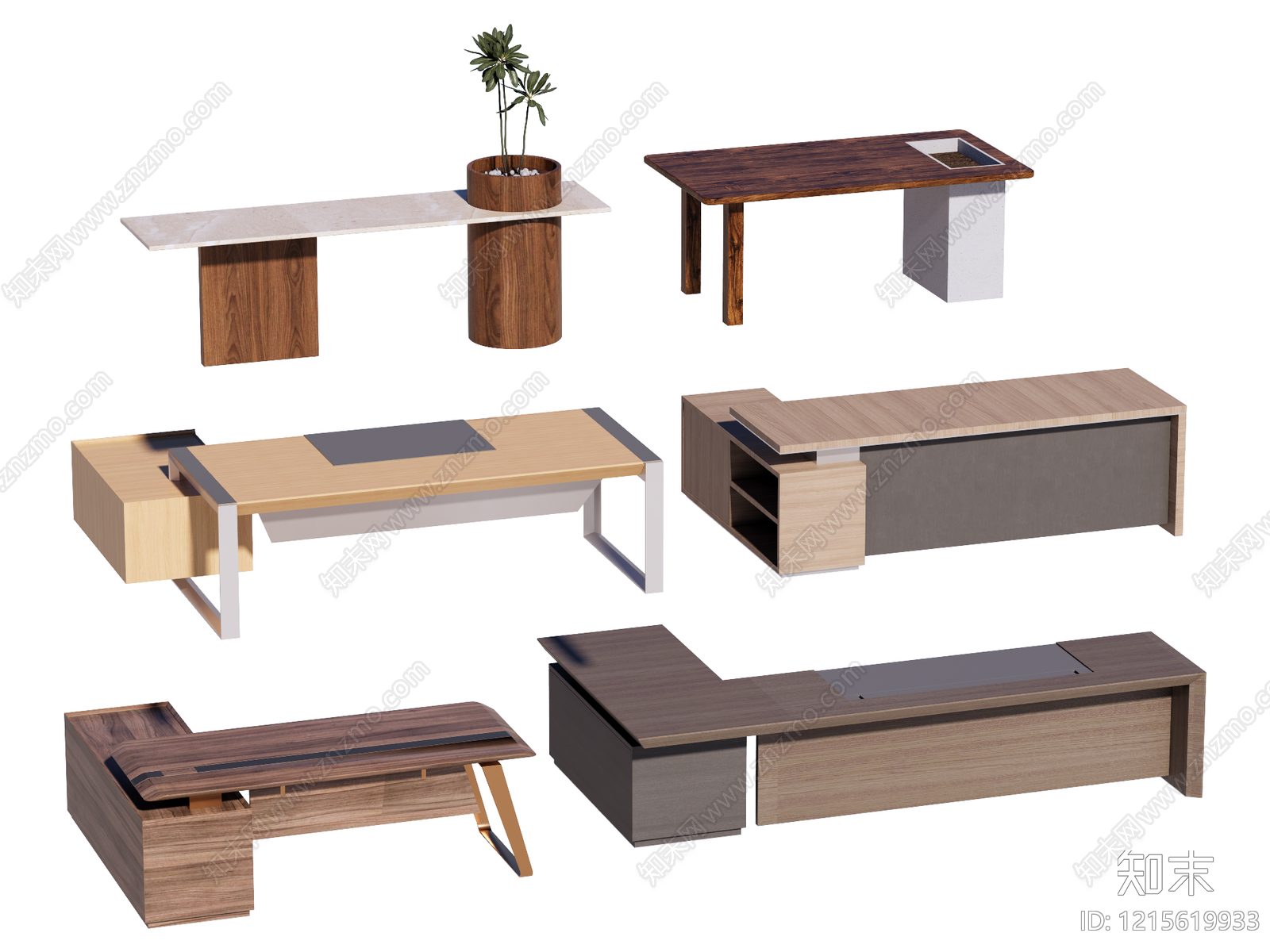 现代简约办公桌SU模型下载【ID:1215619933】