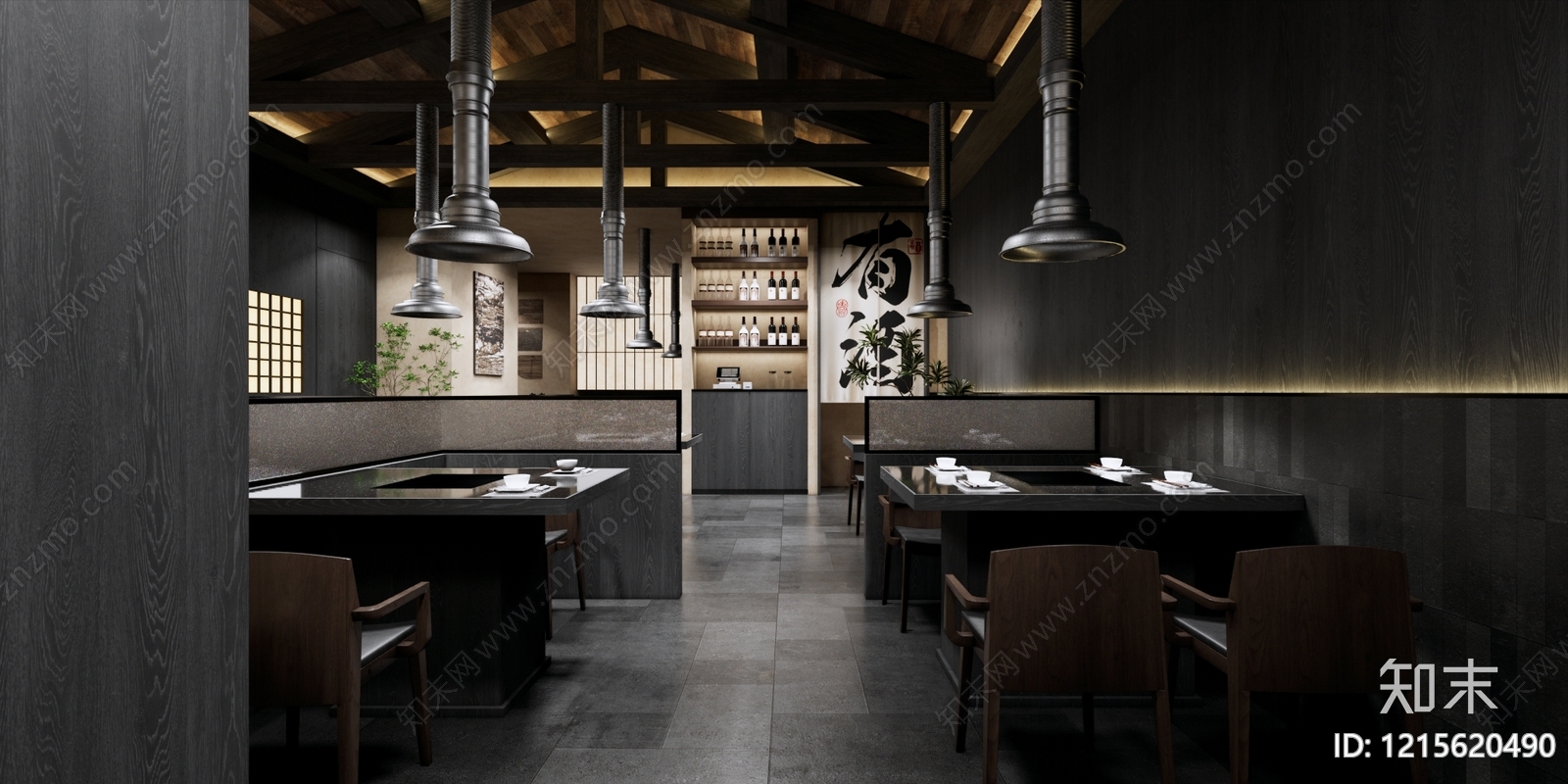 日式烧烤烤肉店SU模型下载【ID:1215620490】