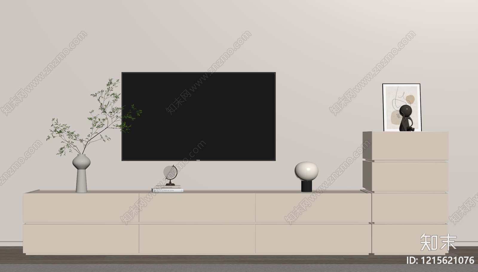 现代电视柜SU模型下载【ID:1215621076】