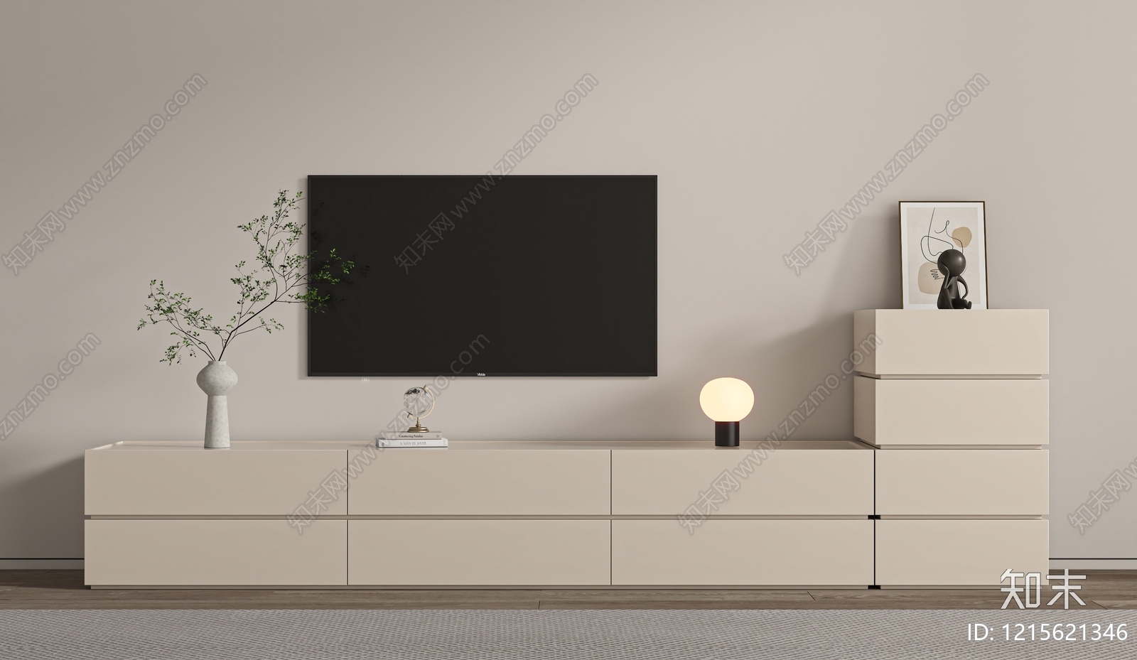 奶油风家居客厅3D模型下载【ID:1215621346】