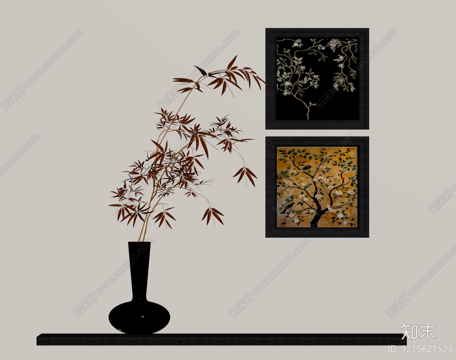 新中式花艺SU模型下载【ID:1215621523】