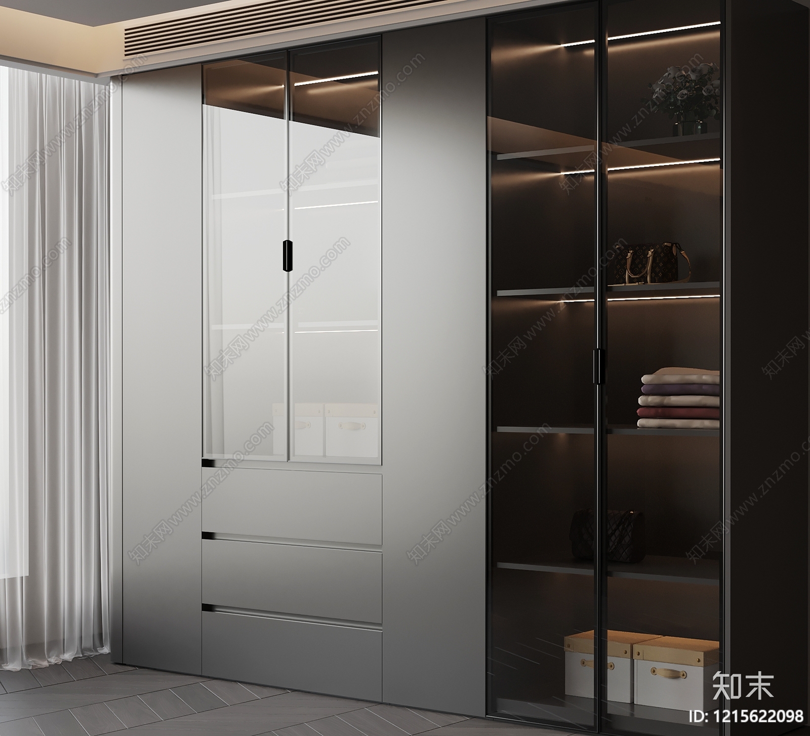 极简衣柜3D模型下载【ID:1215622098】