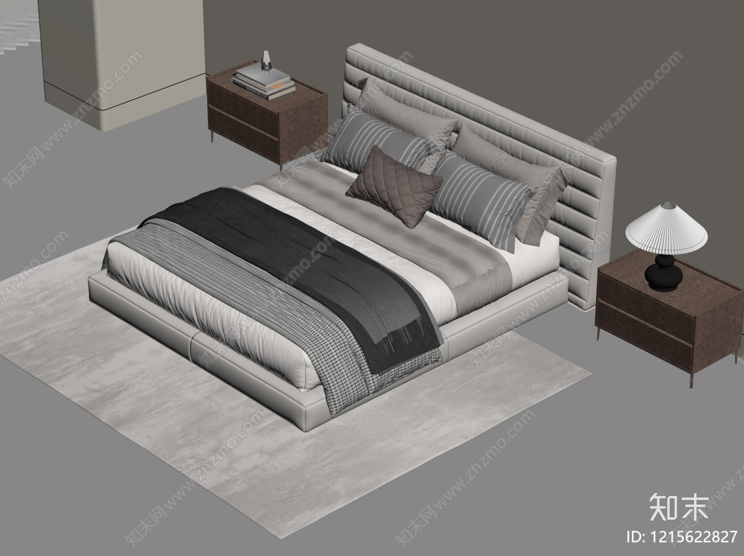 现代双人床SU模型下载【ID:1215622827】