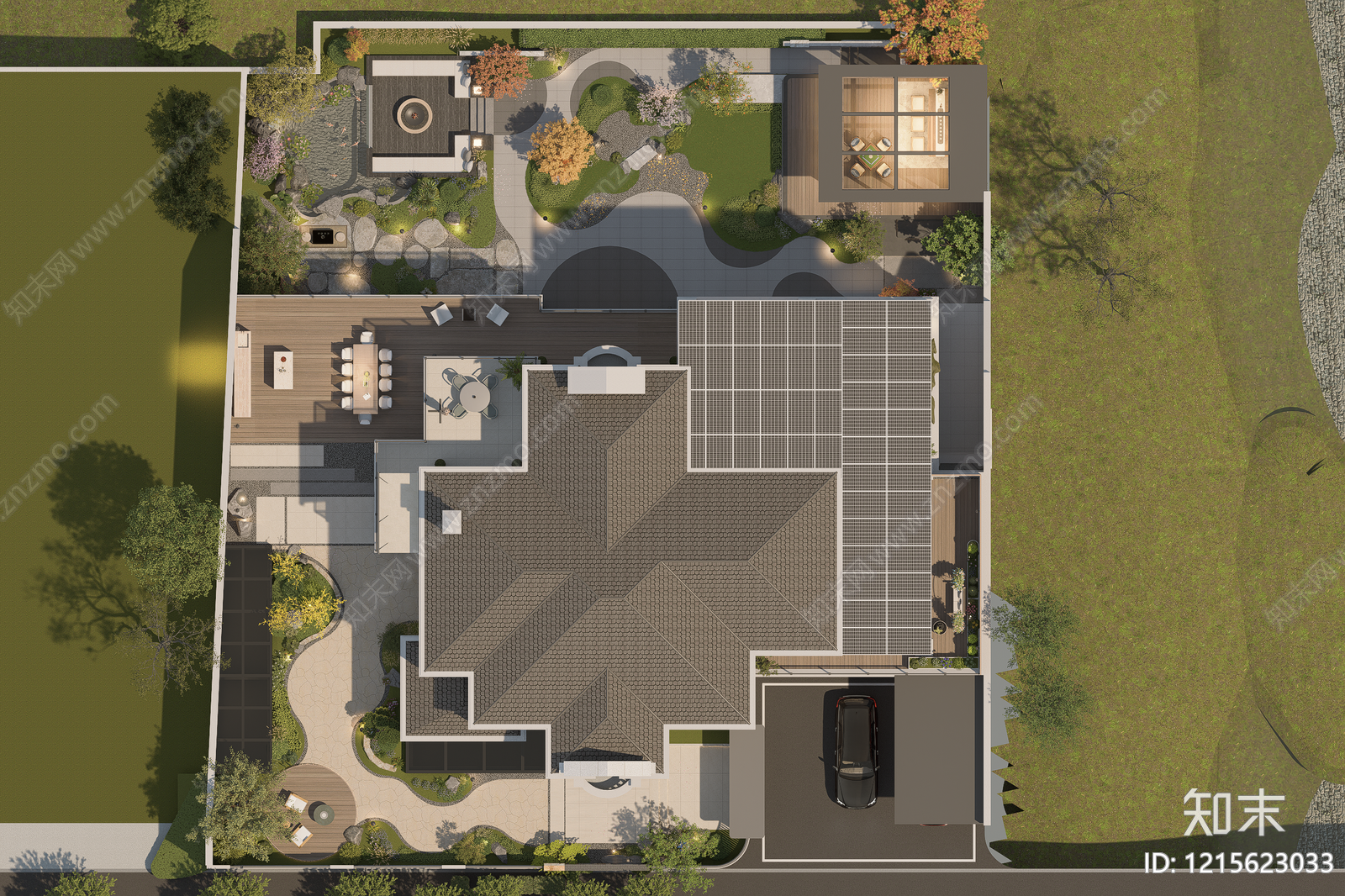 现代庭院施工图下载【ID:1215623033】