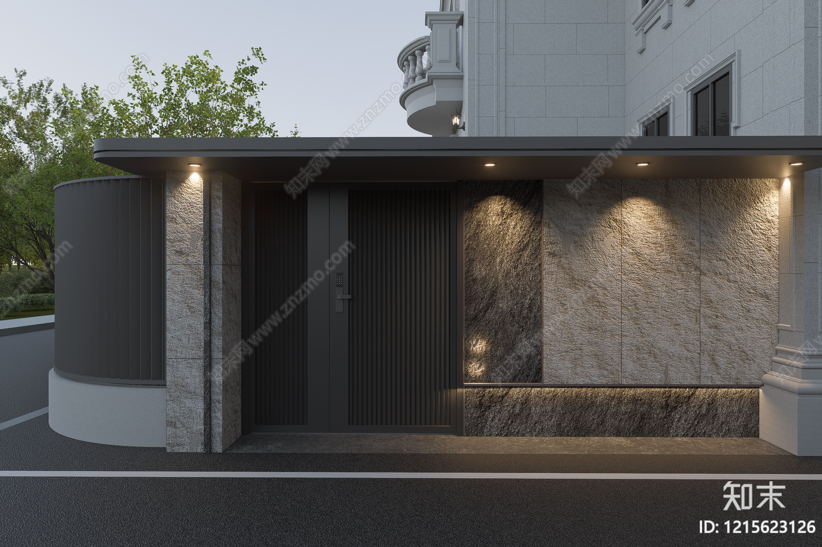 现代庭院施工图下载【ID:1215623126】