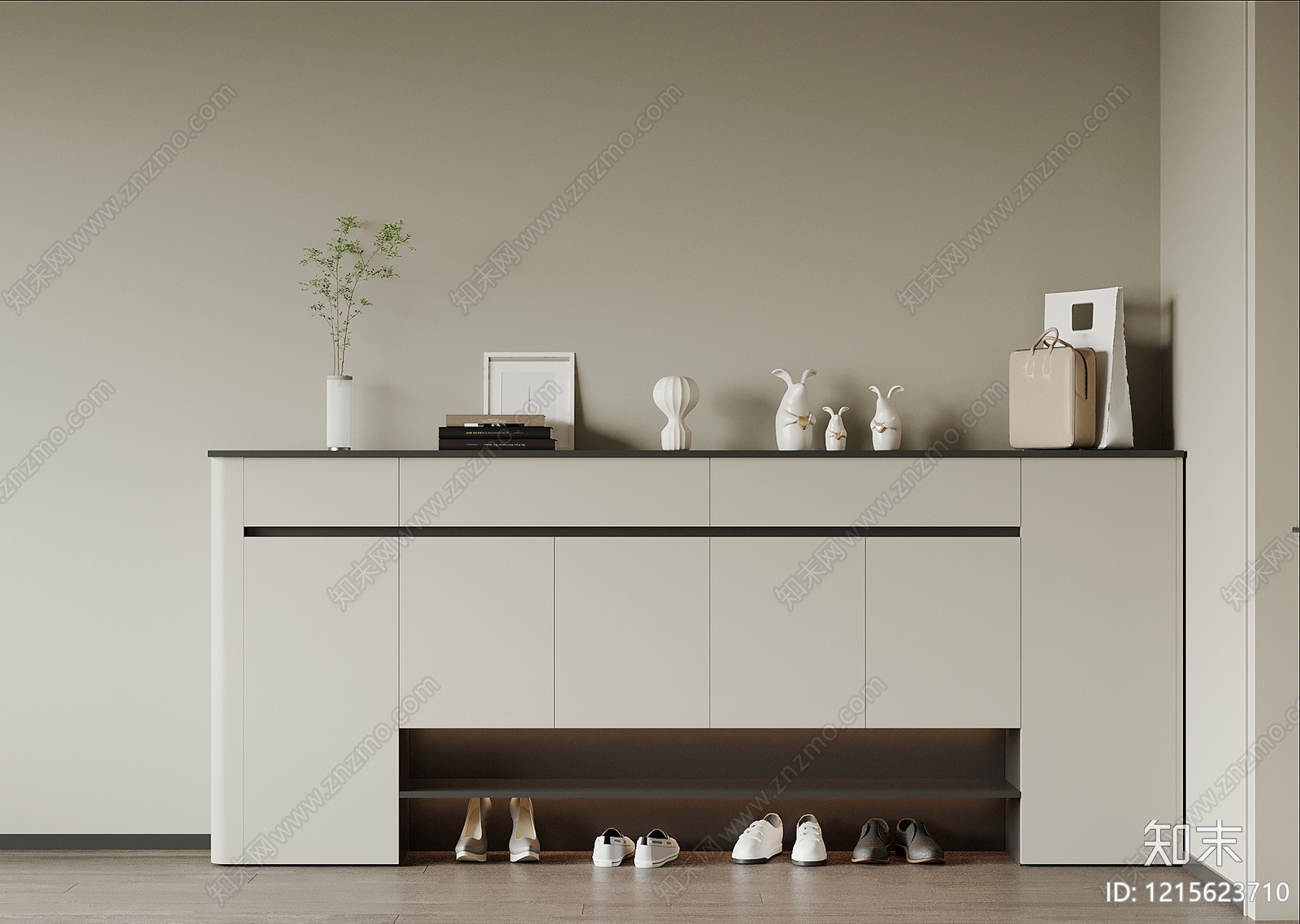 现代简约鞋柜3D模型下载【ID:1215623710】