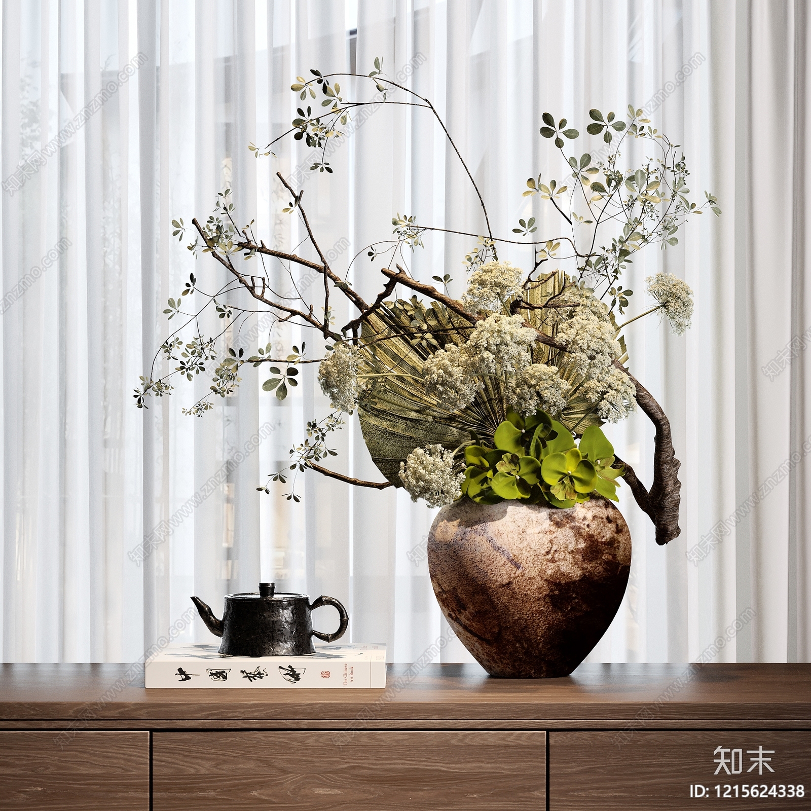 新中式花艺SU模型下载【ID:1215624338】