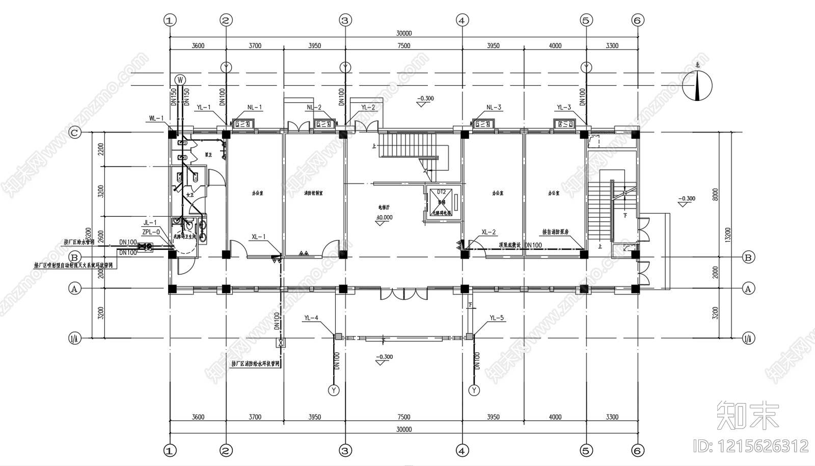 现代中式办公楼建筑施工图下载【ID:1215626312】