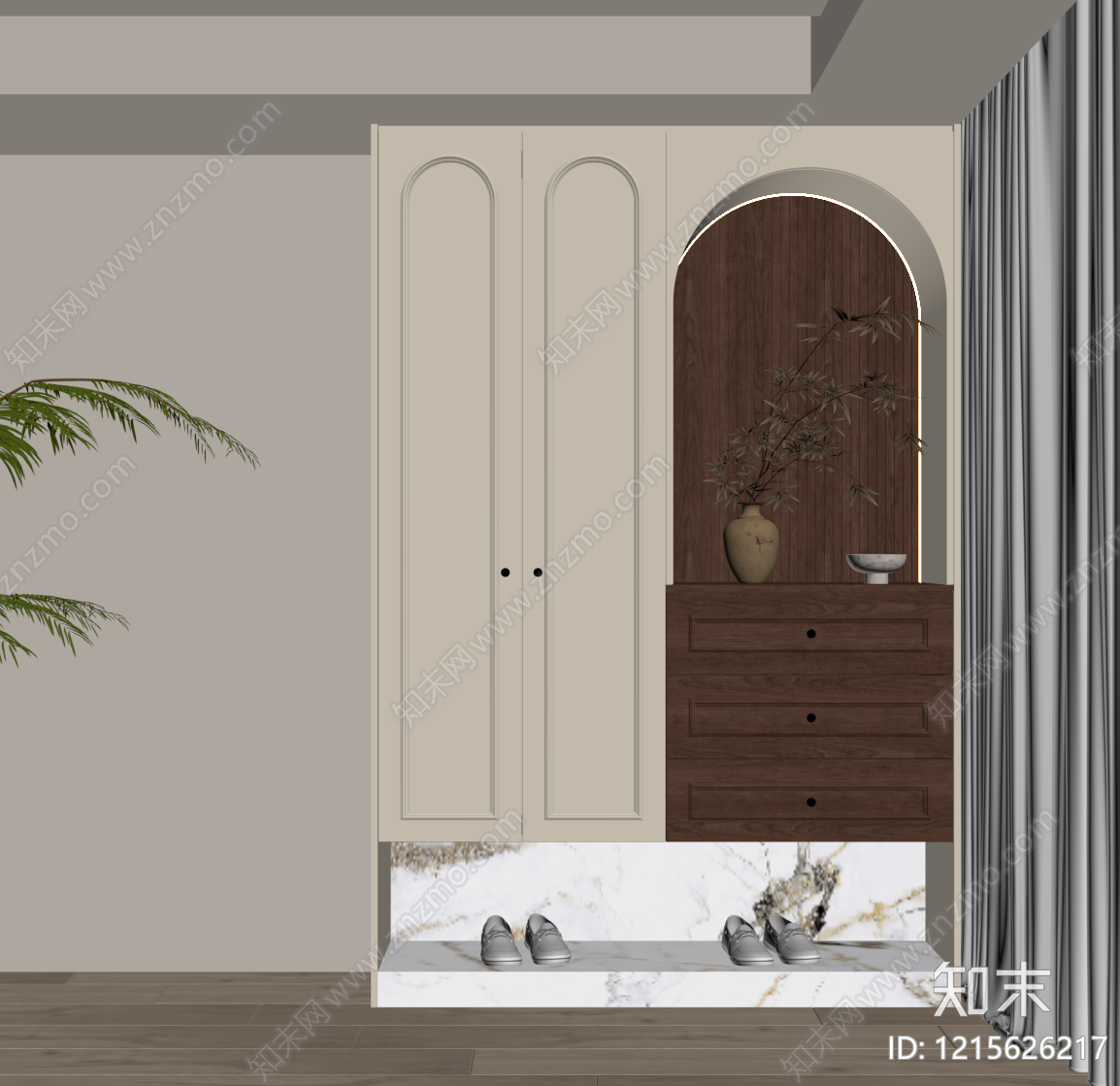 现代玄关柜SU模型下载【ID:1215626217】
