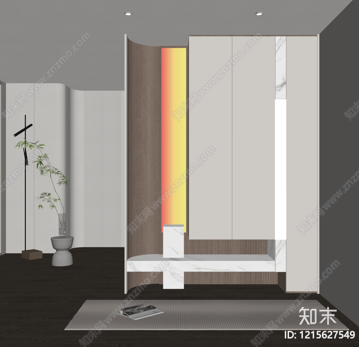 奶油风玄关柜SU模型下载【ID:1215627549】