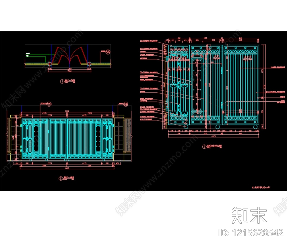 铁艺大门施工图下载【ID:1215628542】