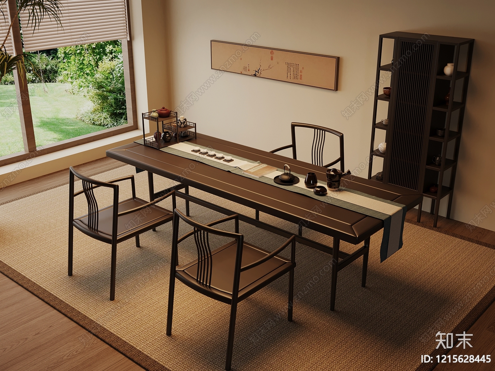 新中式茶桌椅SU模型下载【ID:1215628445】