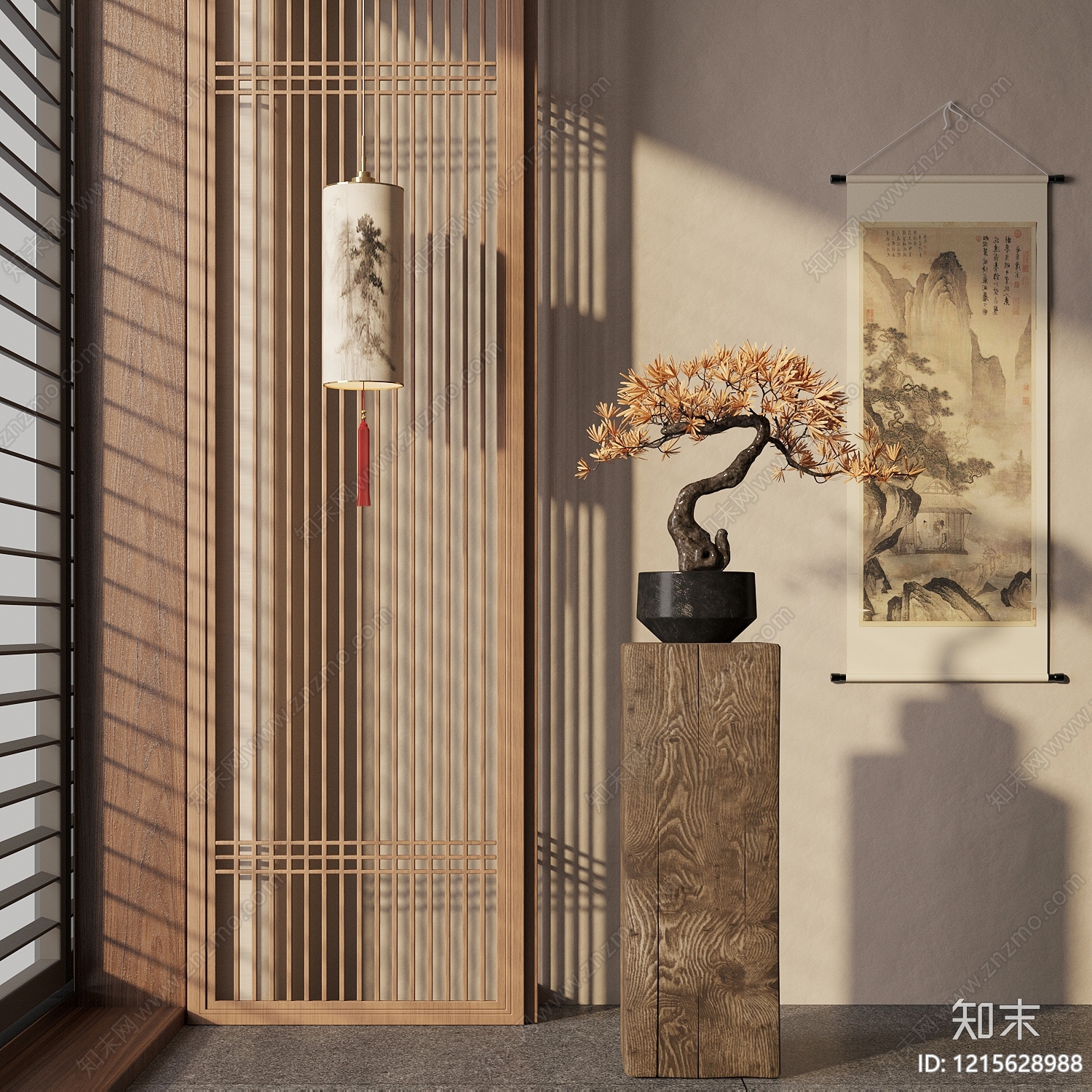 新中式玄关3D模型下载【ID:1215628988】