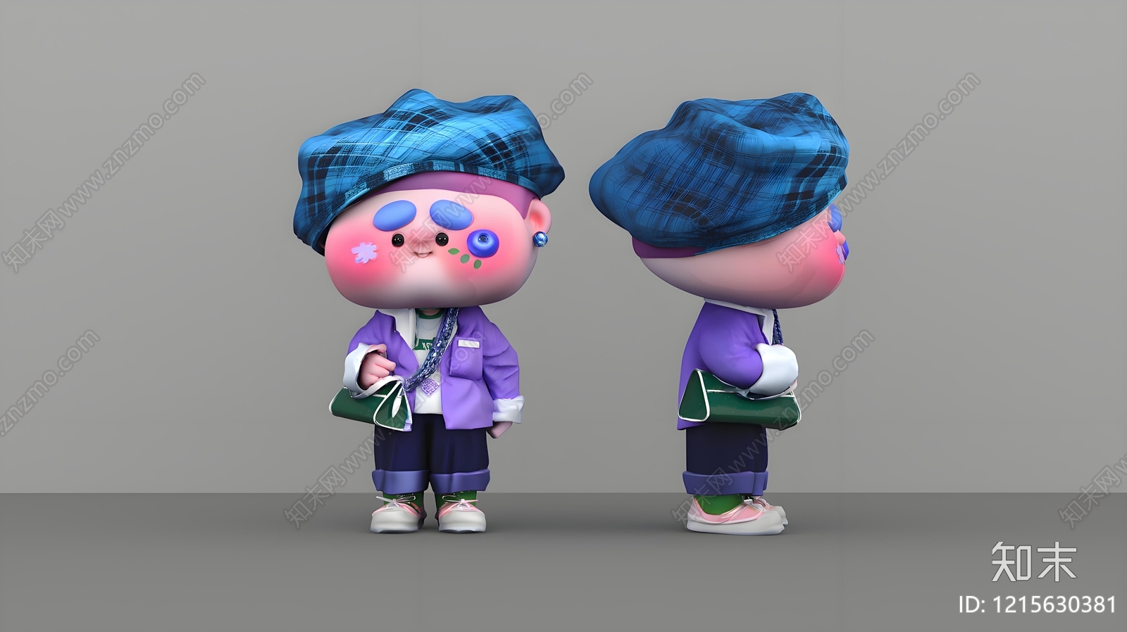 潮玩卡通虚拟人物3D模型下载【ID:1215630381】