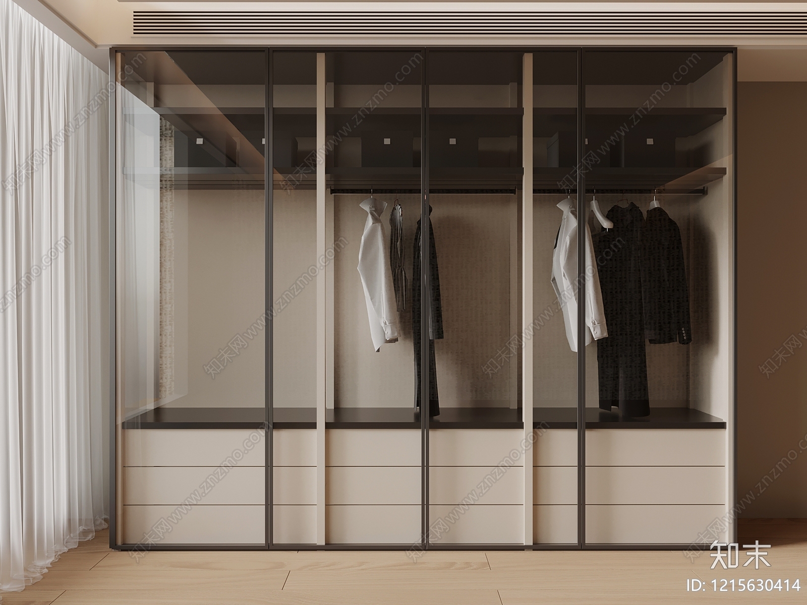 现代衣柜SU模型下载【ID:1215630414】