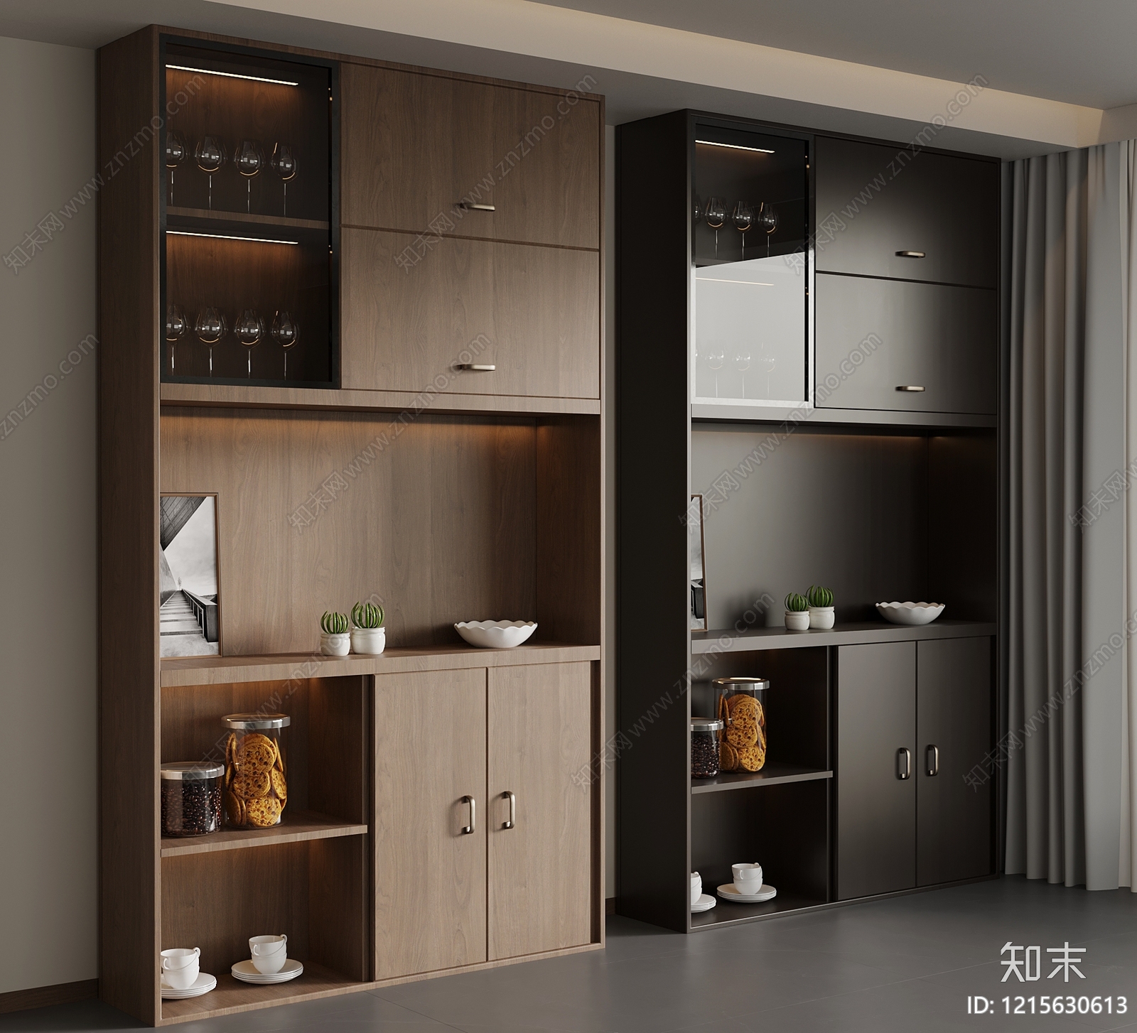 现代简约餐边柜SU模型下载【ID:1215630613】