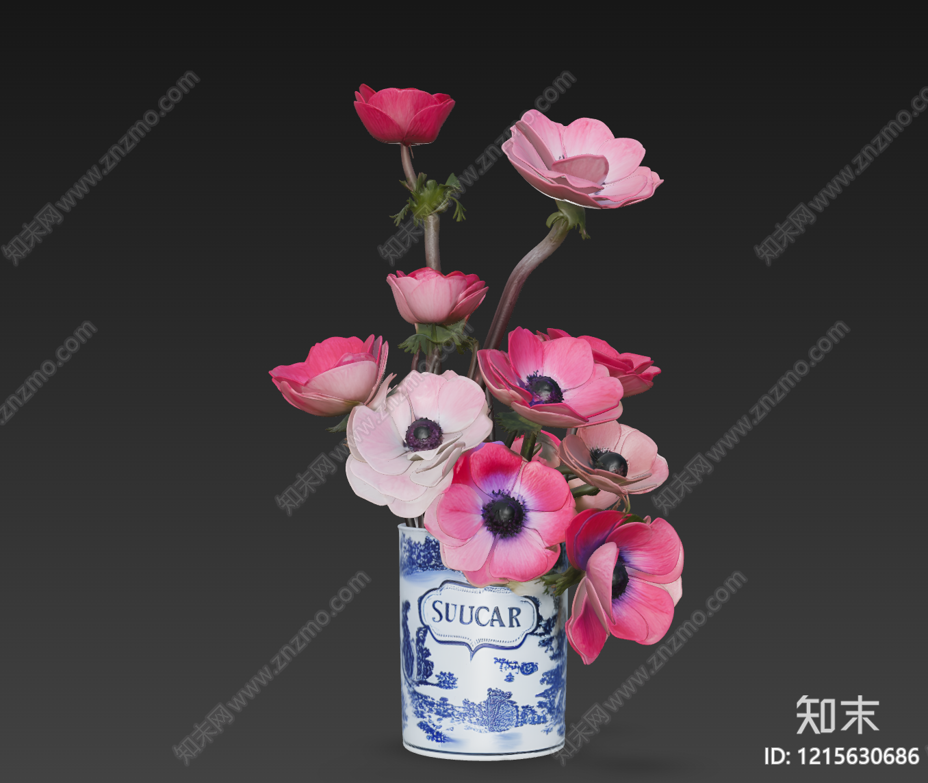 新中式花艺3D模型下载【ID:1215630686】