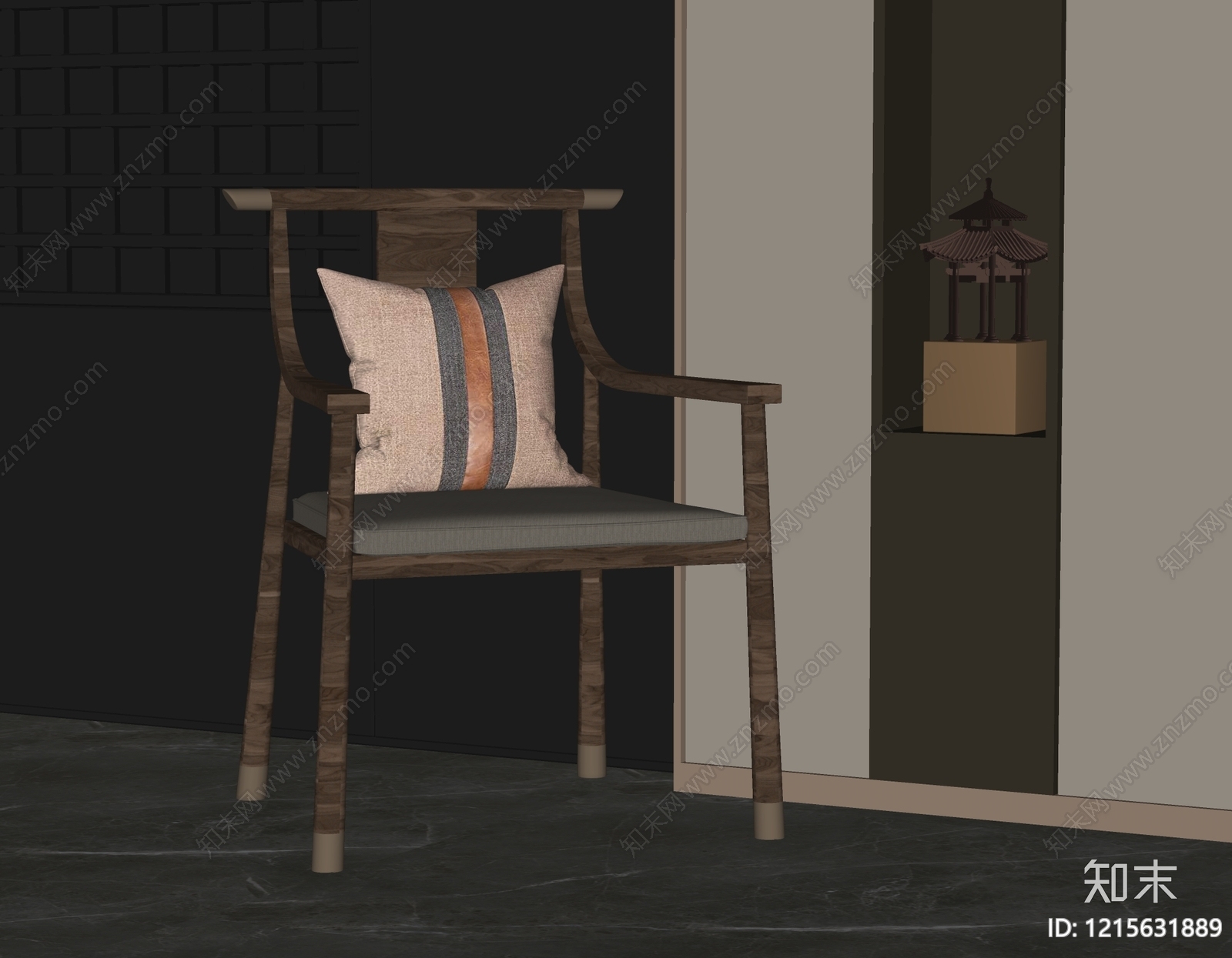 新中式餐椅SU模型下载【ID:1215631889】