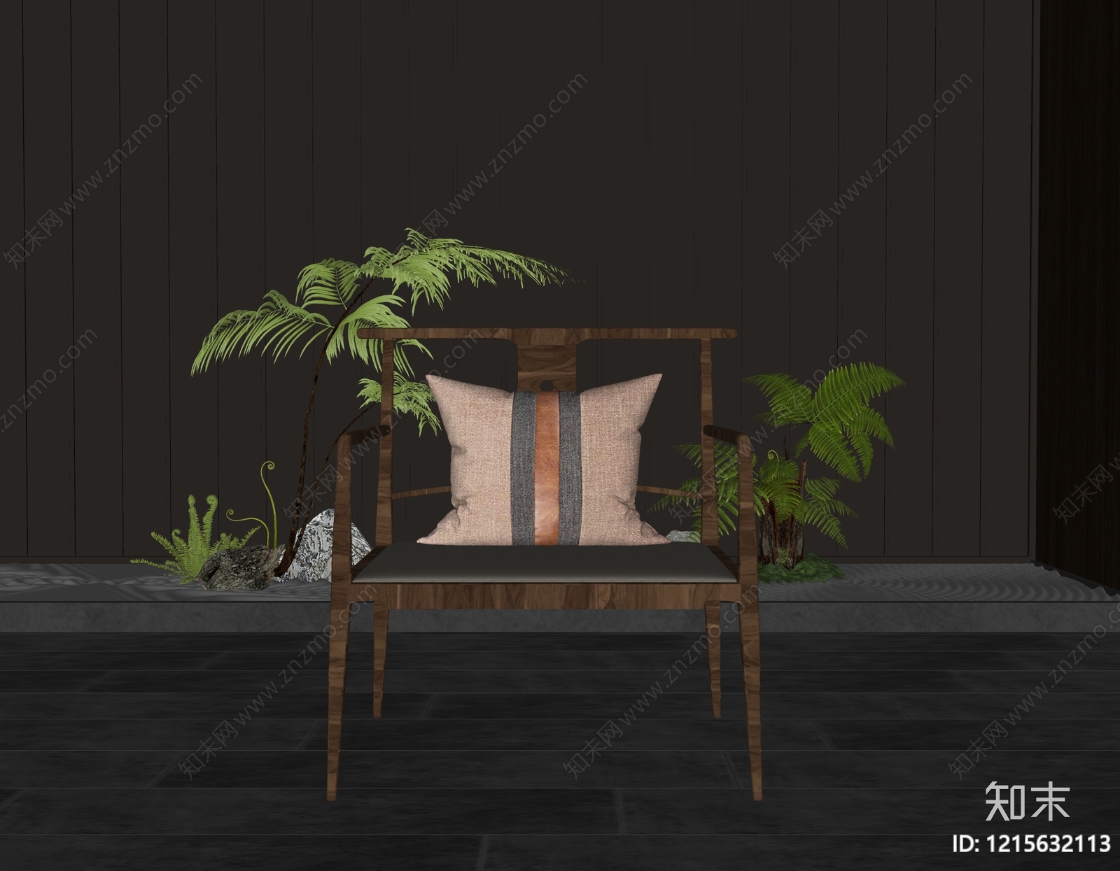 新中式休闲椅SU模型下载【ID:1215632113】