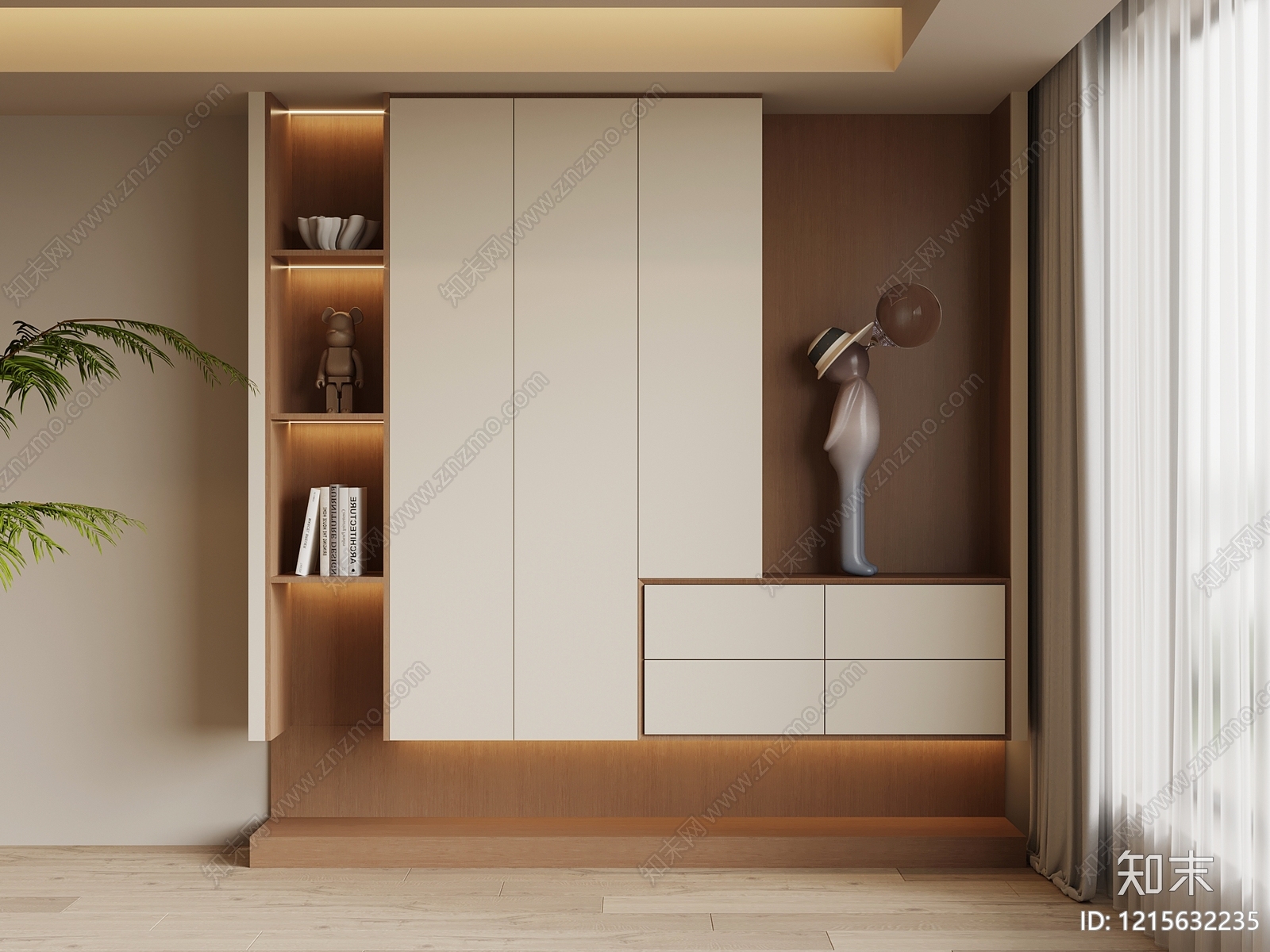 现代简约鞋柜3D模型下载【ID:1215632235】