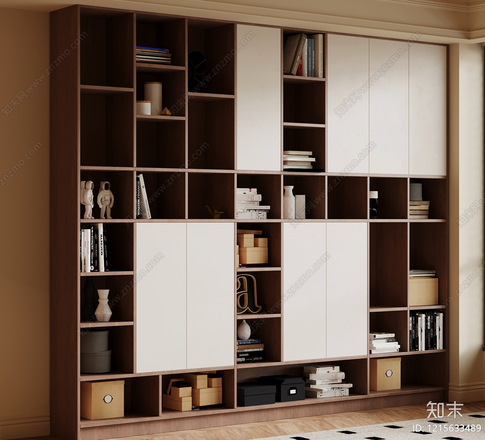现代简约书柜3D模型下载【ID:1215633489】