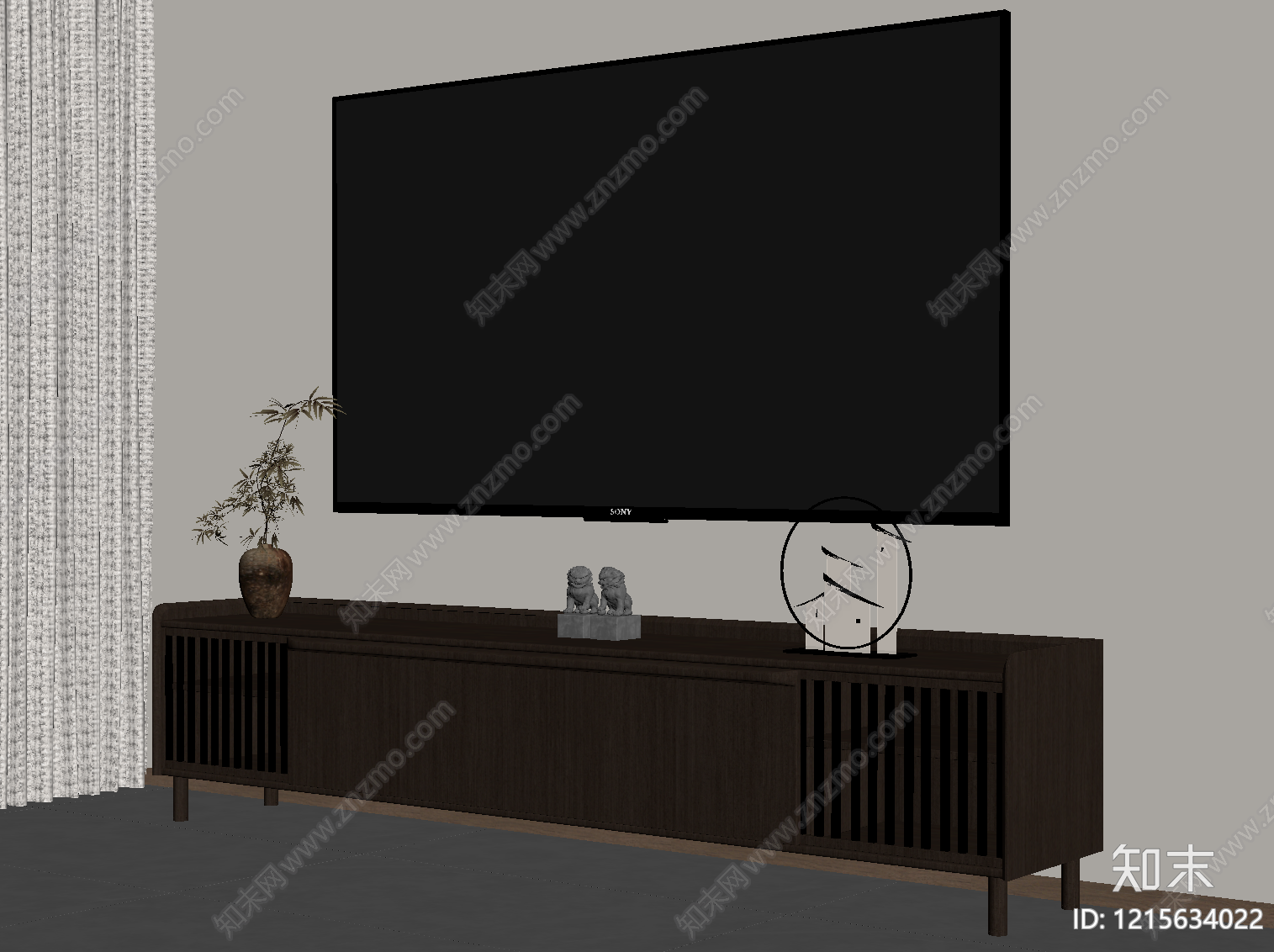 新中式电视柜SU模型下载【ID:1215634022】