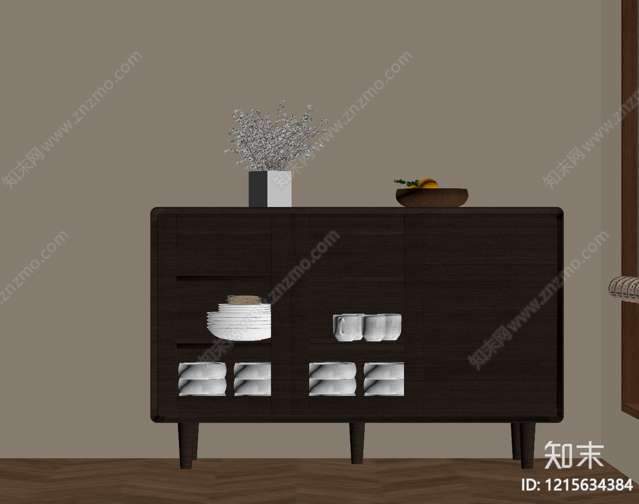 现代简约餐边柜SU模型下载【ID:1215634384】