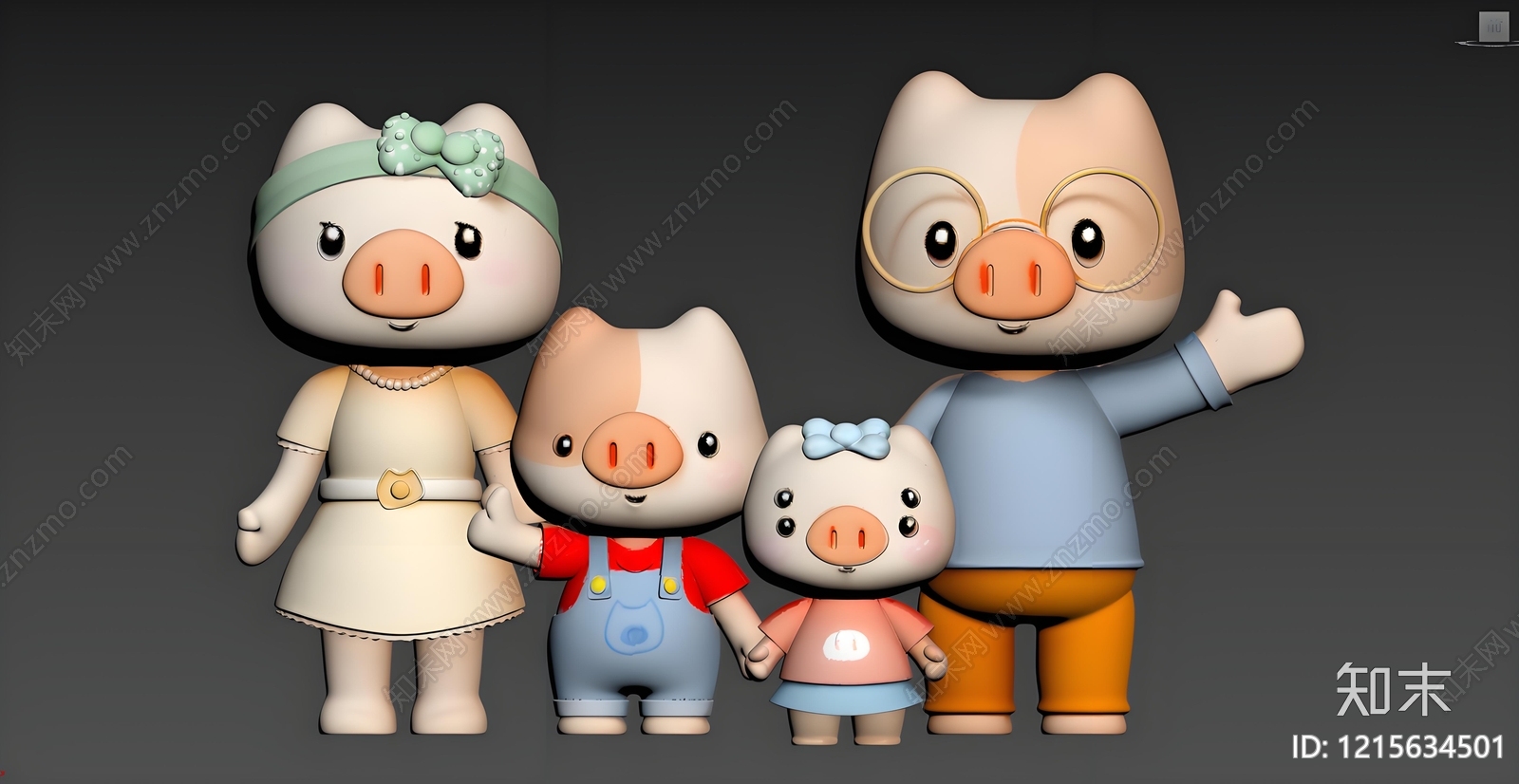 卡通萌系虚拟人物3D模型下载【ID:1215634501】