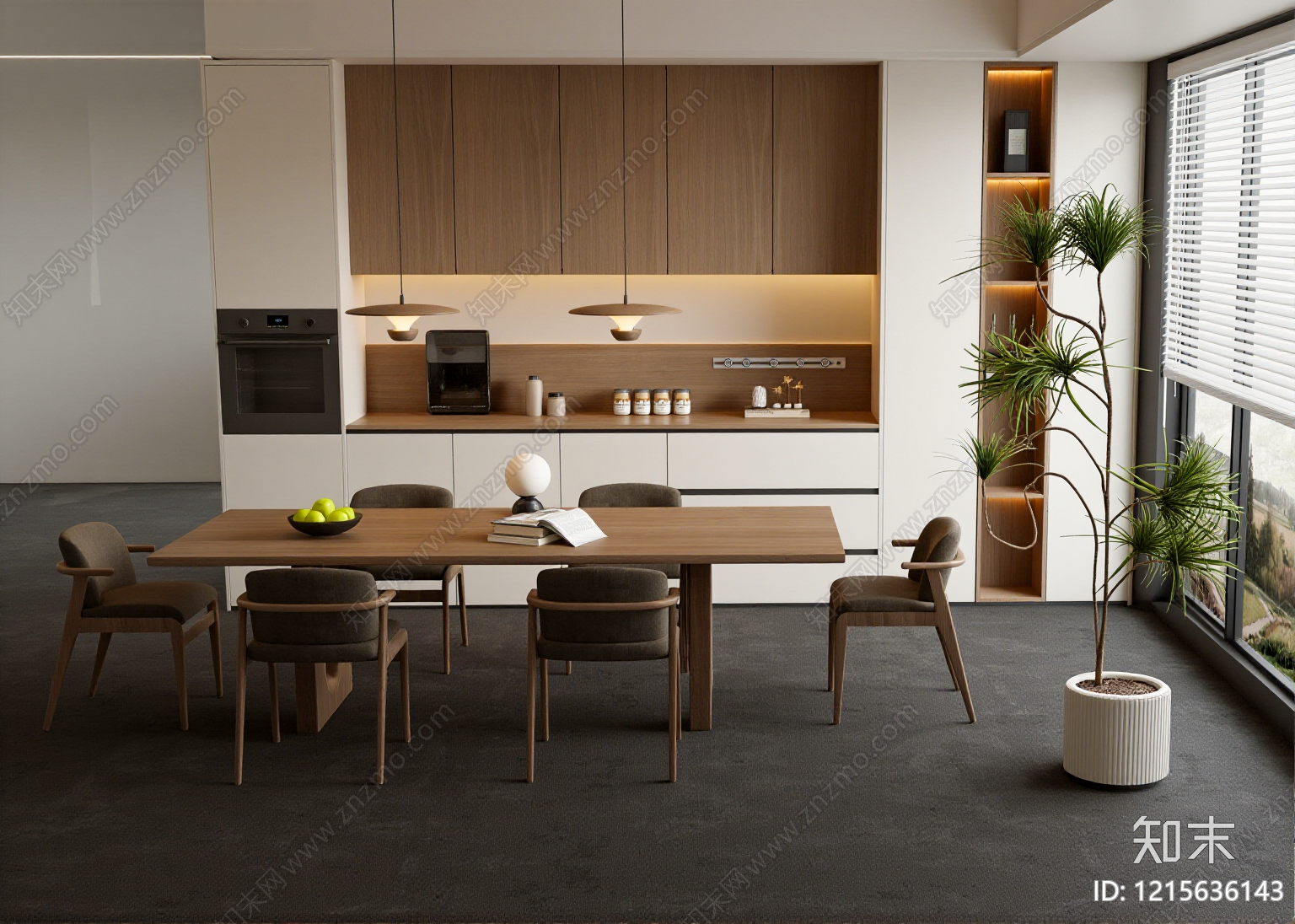 现代简约家居餐厅3D模型下载【ID:1215636143】