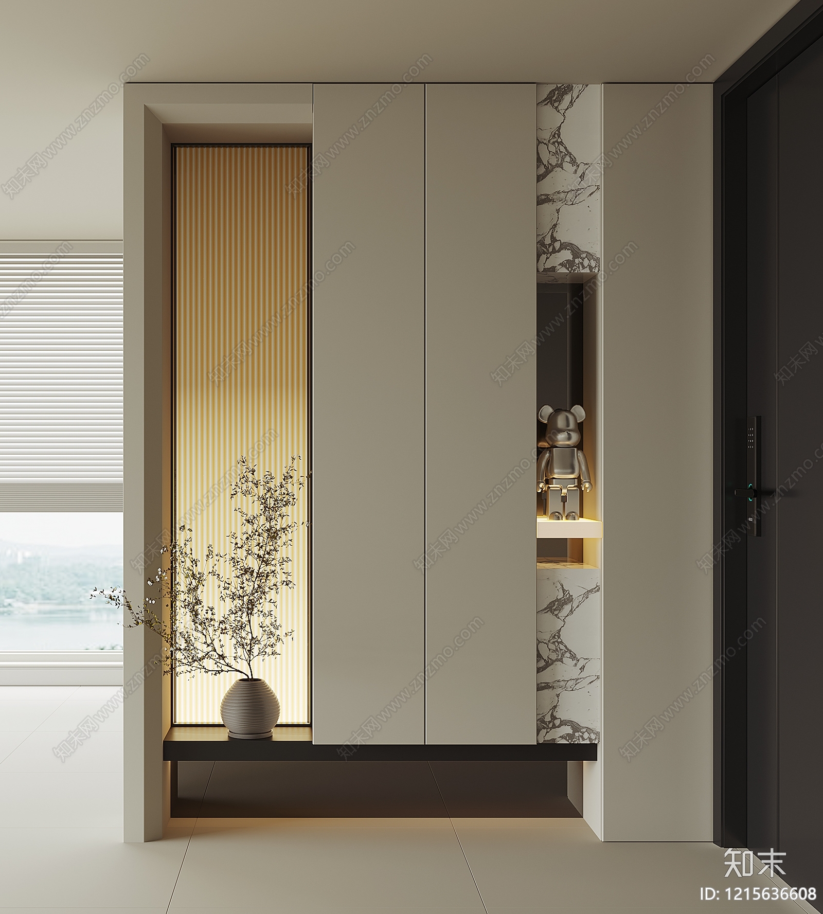 现代简约鞋柜3D模型下载【ID:1215636608】